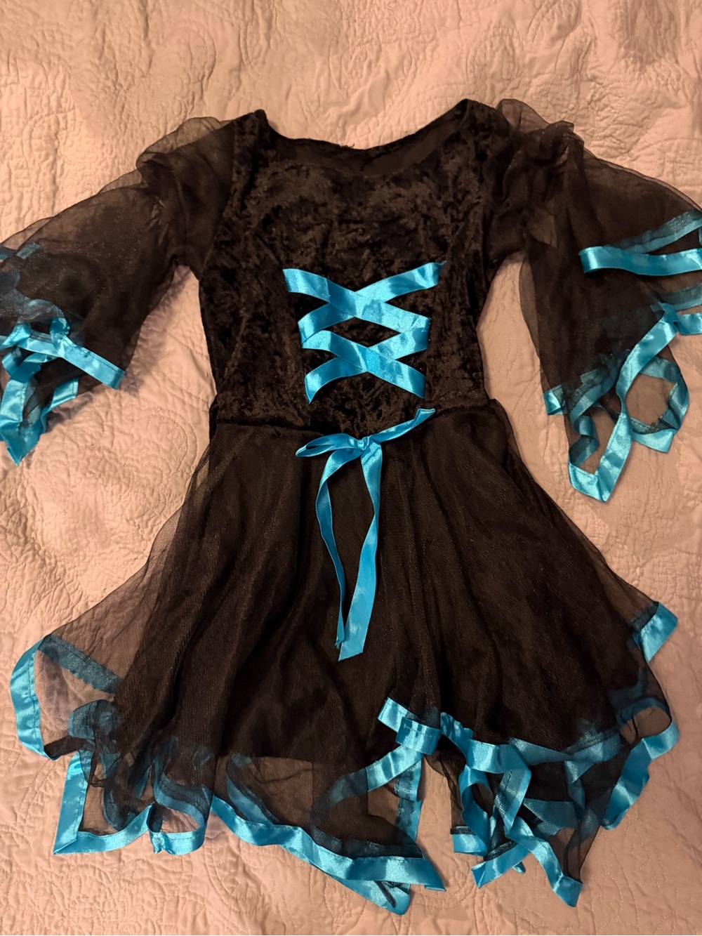 Black and Teal Girls' Witch/goth tinkerbelle or otter fairy princess costume